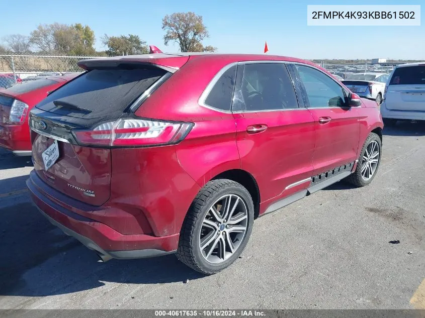 2019 Ford Edge Titanium VIN: 2FMPK4K93KBB61502 Lot: 40617635