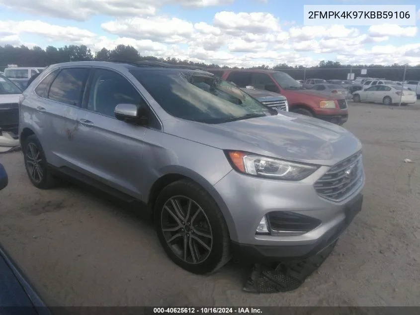 2019 Ford Edge Titanium VIN: 2FMPK4K97KBB59106 Lot: 40625612