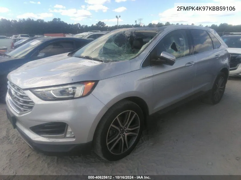 2019 Ford Edge Titanium VIN: 2FMPK4K97KBB59106 Lot: 40625612