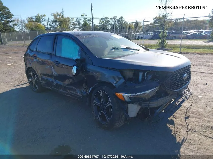 2019 Ford Edge St VIN: 2FMPK4AP5KBB01091 Lot: 40634767