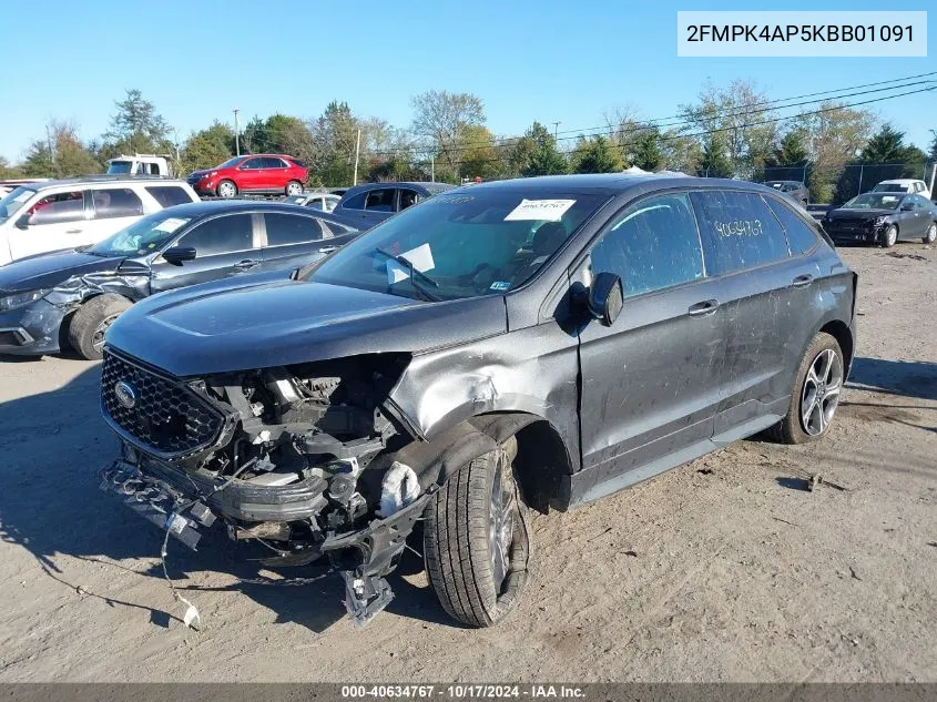 2019 Ford Edge St VIN: 2FMPK4AP5KBB01091 Lot: 40634767