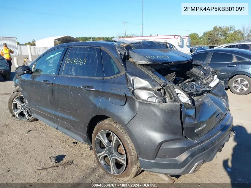 2019 Ford Edge St VIN: 2FMPK4AP5KBB01091 Lot: 40634767