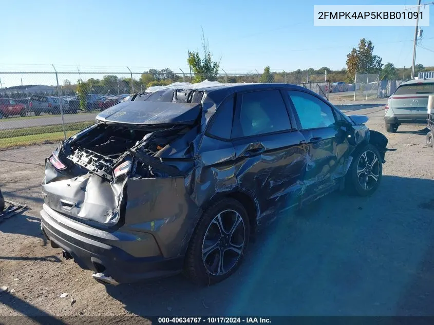 2019 Ford Edge St VIN: 2FMPK4AP5KBB01091 Lot: 40634767