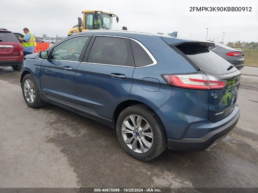 2019 Ford Edge Titanium VIN: 2FMPK3K90KBB00912 Lot: 40675099