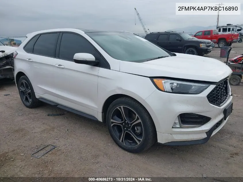 2019 Ford Edge St VIN: 2FMPK4AP7KBC16890 Lot: 40686273