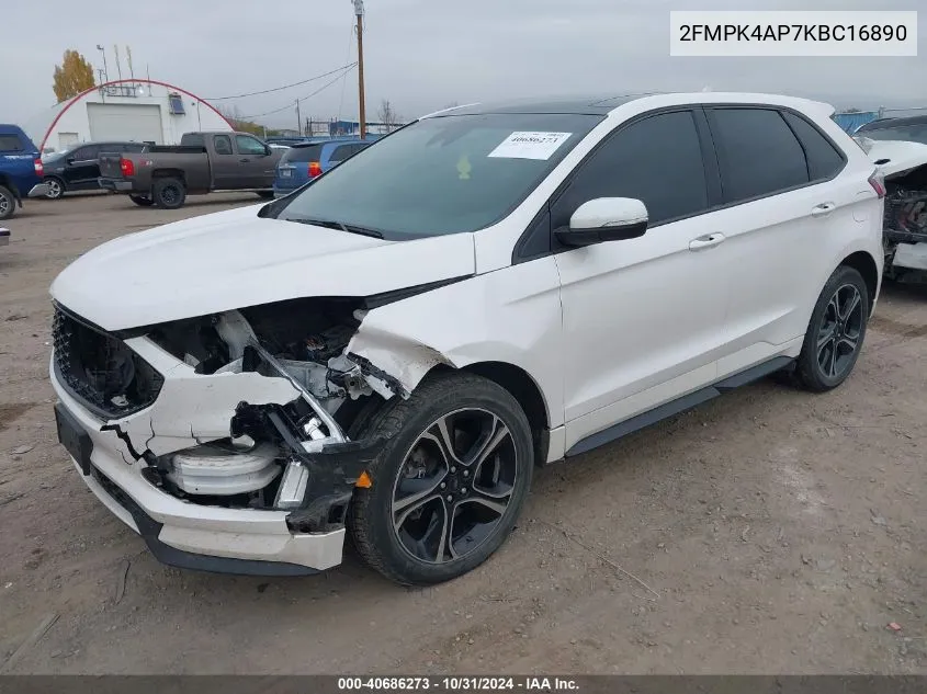 2019 Ford Edge St VIN: 2FMPK4AP7KBC16890 Lot: 40686273