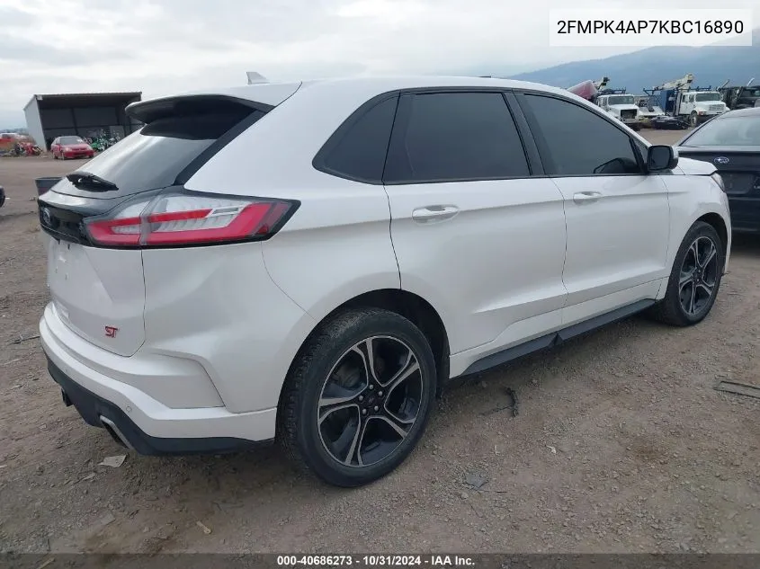 2019 Ford Edge St VIN: 2FMPK4AP7KBC16890 Lot: 40686273