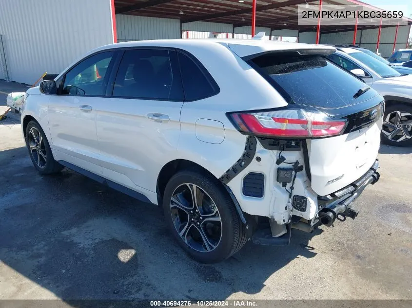 2019 Ford Edge St VIN: 2FMPK4AP1KBC35659 Lot: 40694276