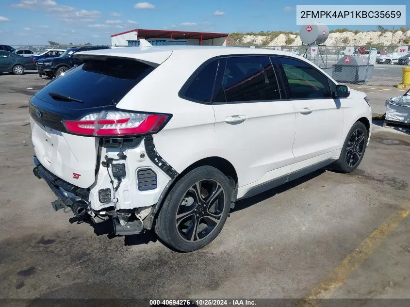 2019 Ford Edge St VIN: 2FMPK4AP1KBC35659 Lot: 40694276