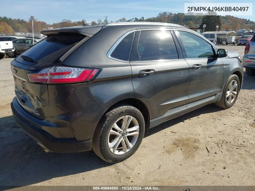 2019 Ford Edge Sel VIN: 2FMPK4J96KBB40497 Lot: 40694505