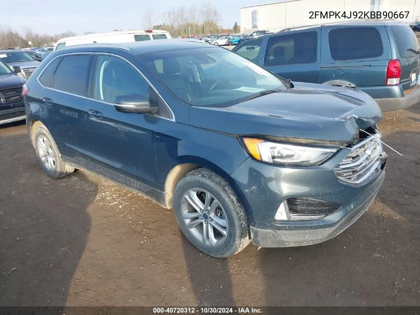 2019 Ford Edge Sel VIN: 2FMPK4J92KBB90667 Lot: 40720312