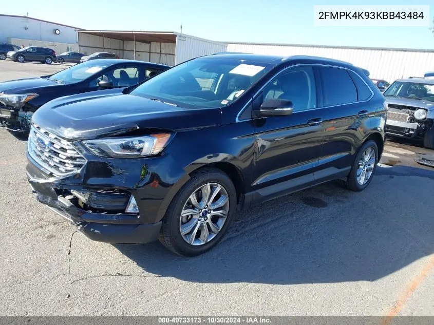 2019 Ford Edge Titanium VIN: 2FMPK4K93KBB43484 Lot: 40733173