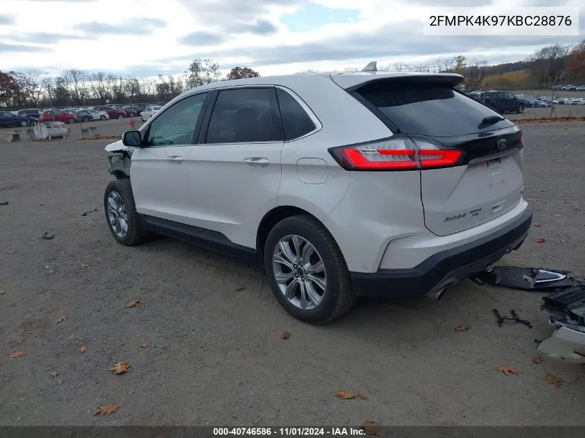 2019 Ford Edge Titanium VIN: 2FMPK4K97KBC28876 Lot: 40746586