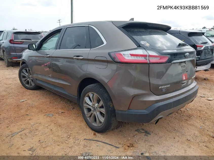 2019 Ford Edge Titanium VIN: 2FMPK4K93KBB81569 Lot: 40753233