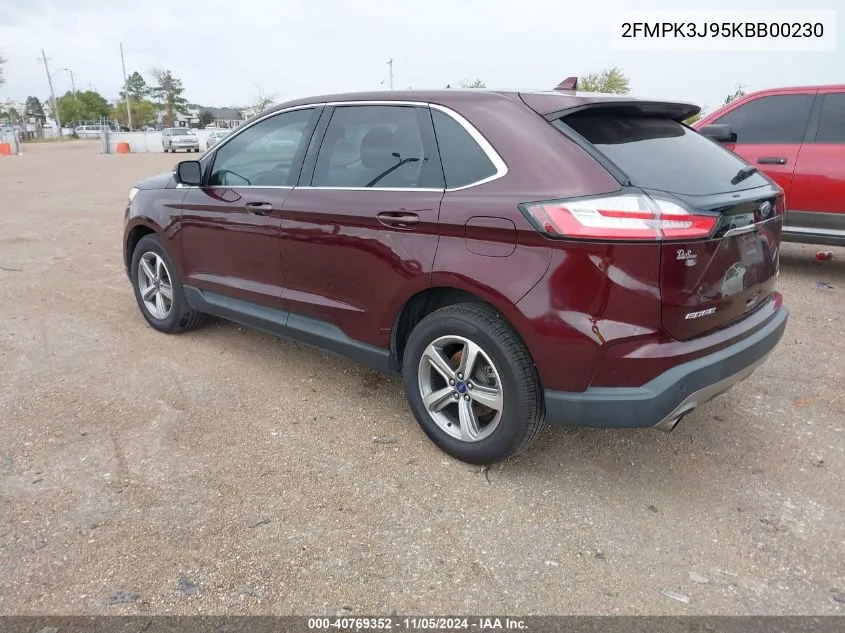 2019 Ford Edge Sel VIN: 2FMPK3J95KBB00230 Lot: 40769352