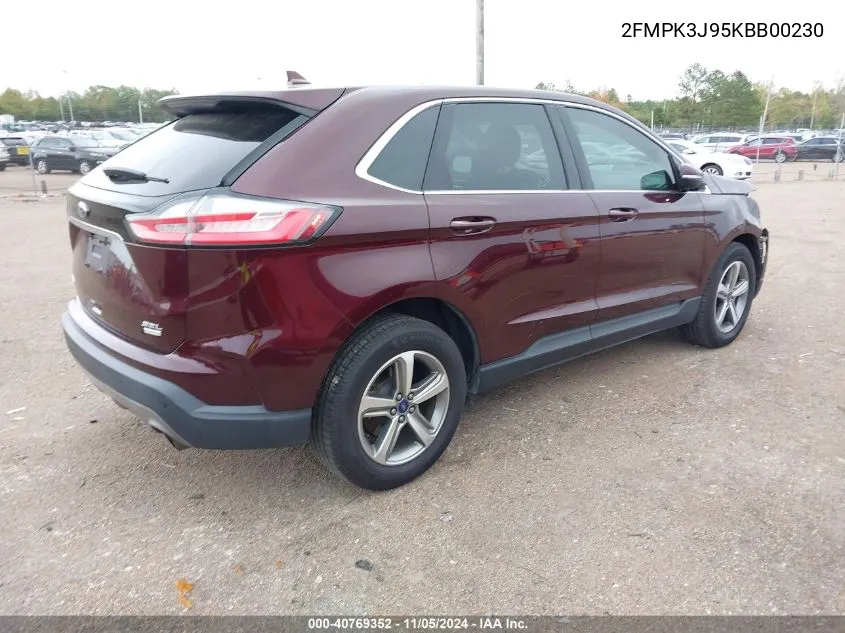 2019 Ford Edge Sel VIN: 2FMPK3J95KBB00230 Lot: 40769352