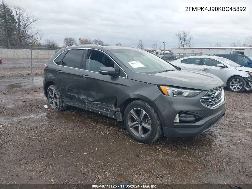 2019 Ford Edge Sel VIN: 2FMPK4J90KBC45892 Lot: 40773125