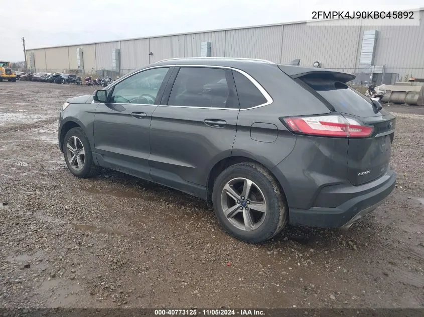 2019 Ford Edge Sel VIN: 2FMPK4J90KBC45892 Lot: 40773125