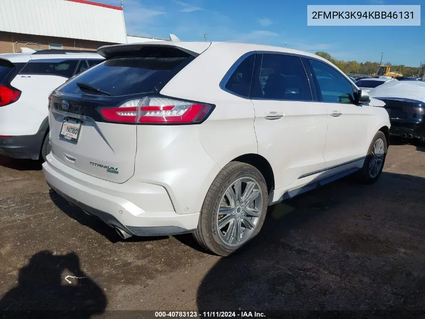 2019 Ford Edge Titanium VIN: 2FMPK3K94KBB46131 Lot: 40783123