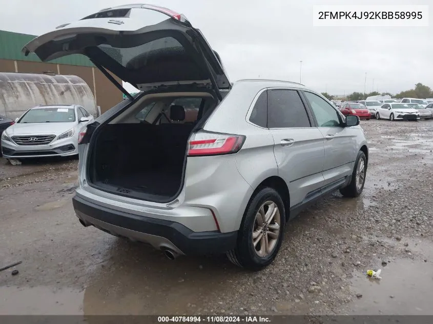 2019 Ford Edge Sel VIN: 2FMPK4J92KBB58995 Lot: 40784994