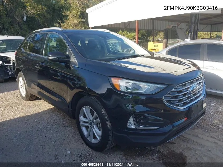 2019 Ford Edge Sel VIN: 2FMPK4J90KBC03416 Lot: 40829913