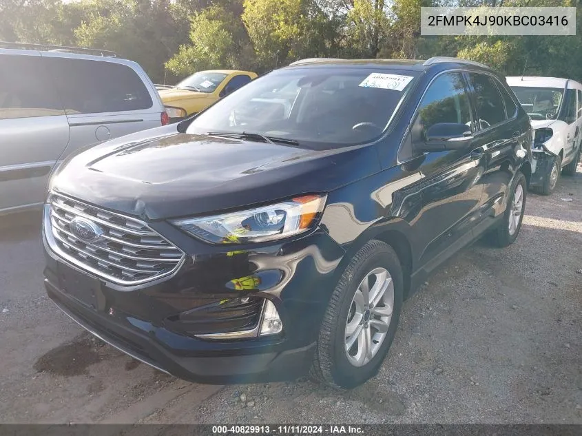 2019 Ford Edge Sel VIN: 2FMPK4J90KBC03416 Lot: 40829913