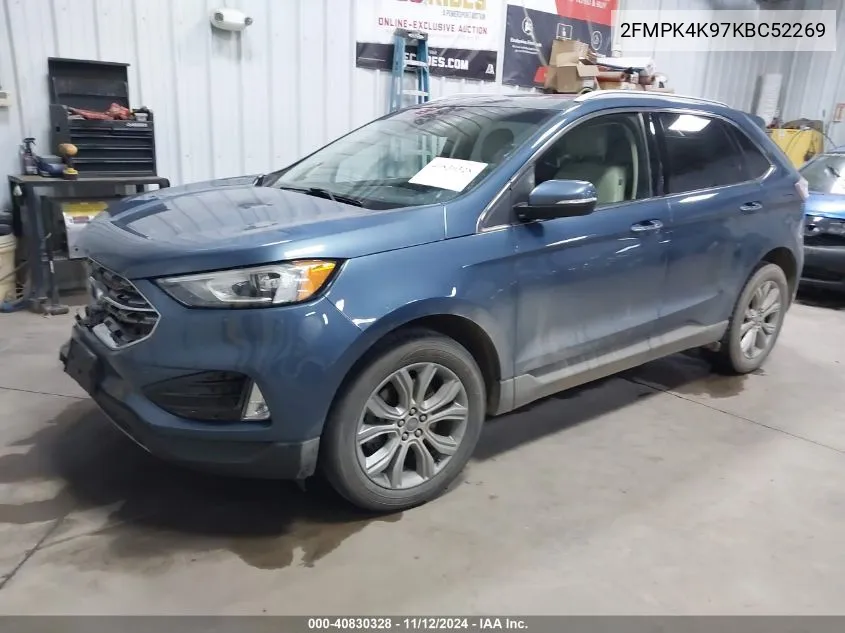 2019 Ford Edge Titanium VIN: 2FMPK4K97KBC52269 Lot: 40830328