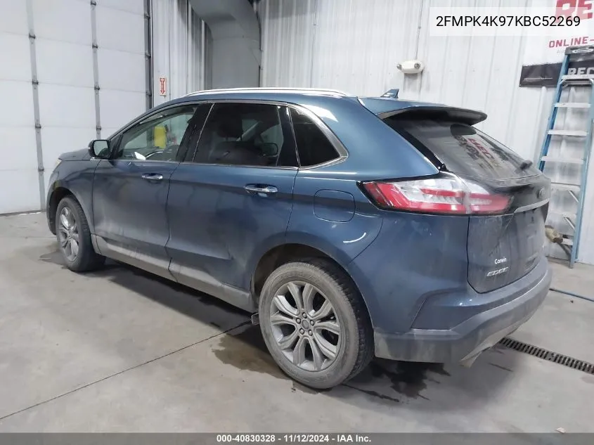 2019 Ford Edge Titanium VIN: 2FMPK4K97KBC52269 Lot: 40830328