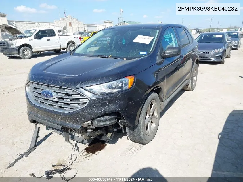 2019 Ford Edge Se VIN: 2FMPK3G98KBC40232 Lot: 40830747