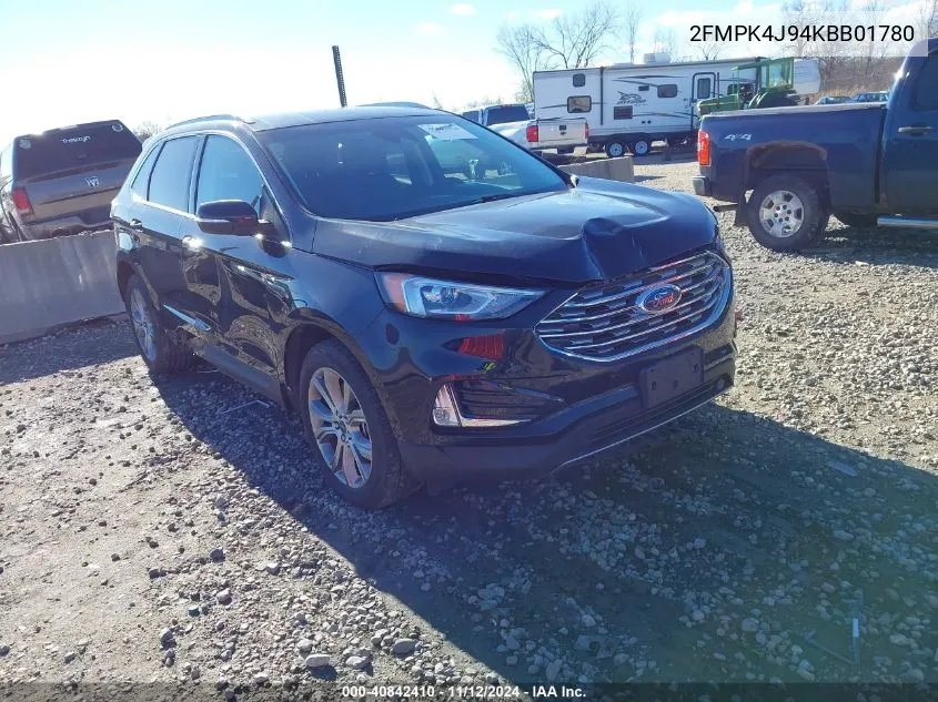 2019 Ford Edge Sel VIN: 2FMPK4J94KBB01780 Lot: 40842410