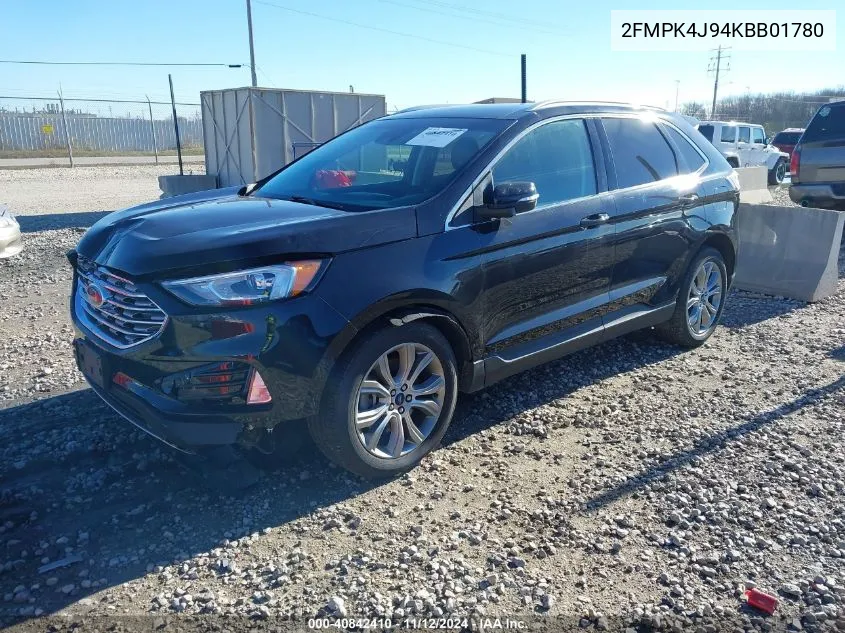 2019 Ford Edge Sel VIN: 2FMPK4J94KBB01780 Lot: 40842410