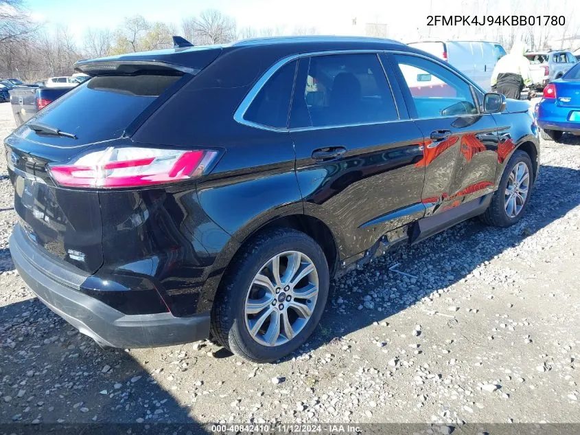 2019 Ford Edge Sel VIN: 2FMPK4J94KBB01780 Lot: 40842410