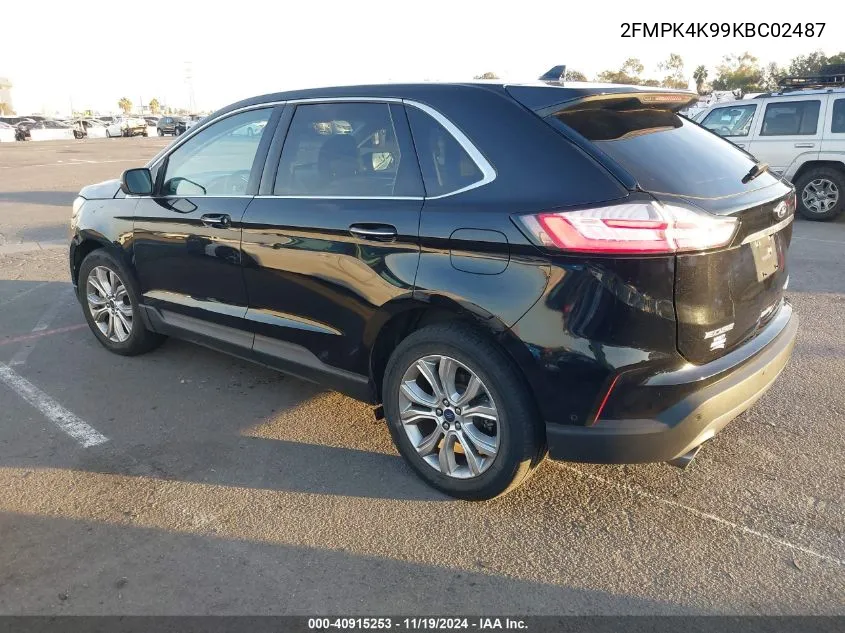 2019 Ford Edge Titanium VIN: 2FMPK4K99KBC02487 Lot: 40915253