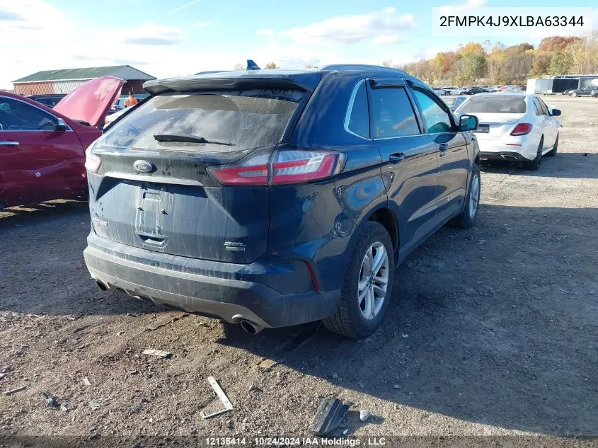 2020 Ford Edge Sel VIN: 2FMPK4J9XLBA63344 Lot: 12135414