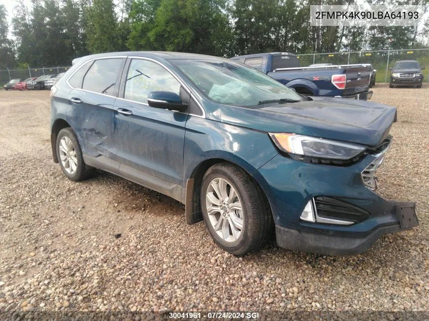 2020 Ford Edge Titanium VIN: 2FMPK4K90LBA64193 Lot: 30041961