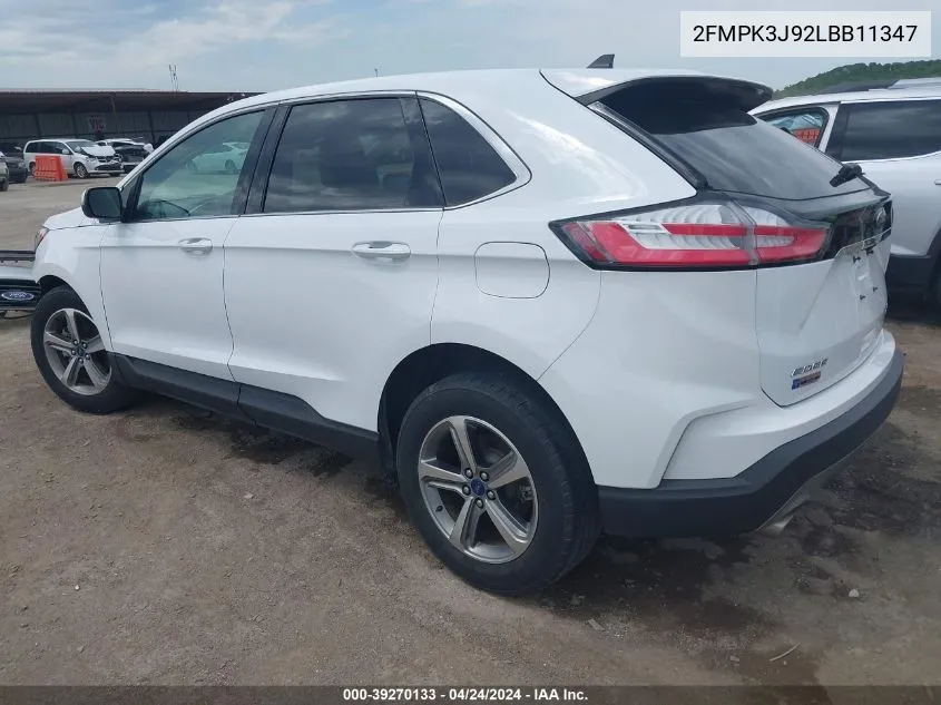 2020 Ford Edge Sel VIN: 2FMPK3J92LBB11347 Lot: 39270133