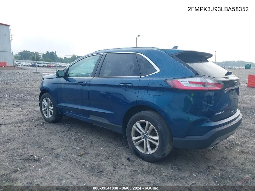 2020 Ford Edge Sel VIN: 2FMPK3J93LBA58352 Lot: 39541830