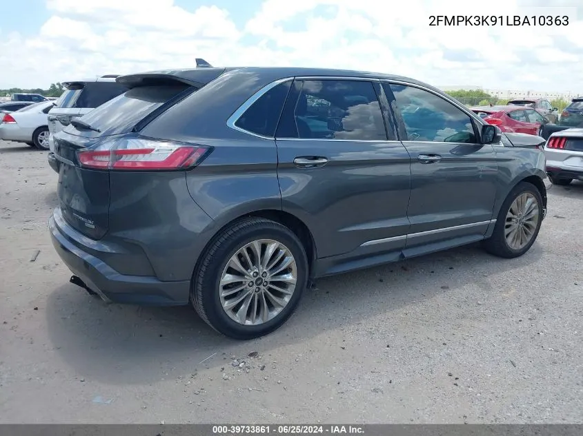 2020 Ford Edge Titanium VIN: 2FMPK3K91LBA10363 Lot: 39733861