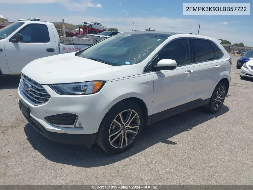 2020 Ford Edge Titanium VIN: 2FMPK3K93LBB57722 Lot: 39751915