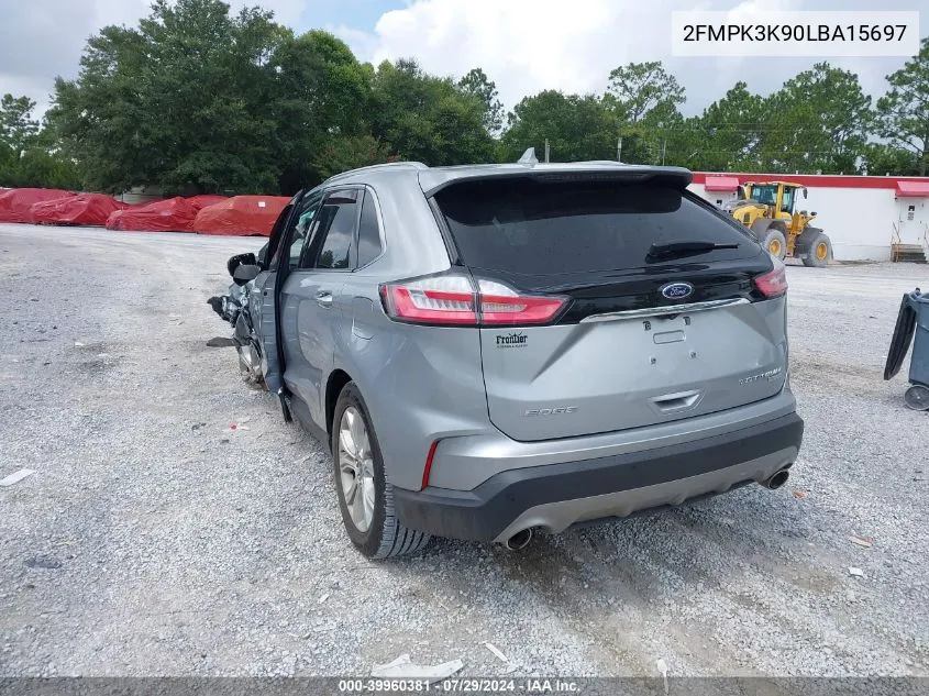 2020 Ford Edge Titanium VIN: 2FMPK3K90LBA15697 Lot: 39960381