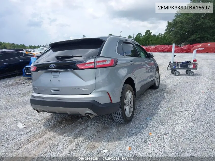 2020 Ford Edge Titanium VIN: 2FMPK3K90LBA15697 Lot: 39960381