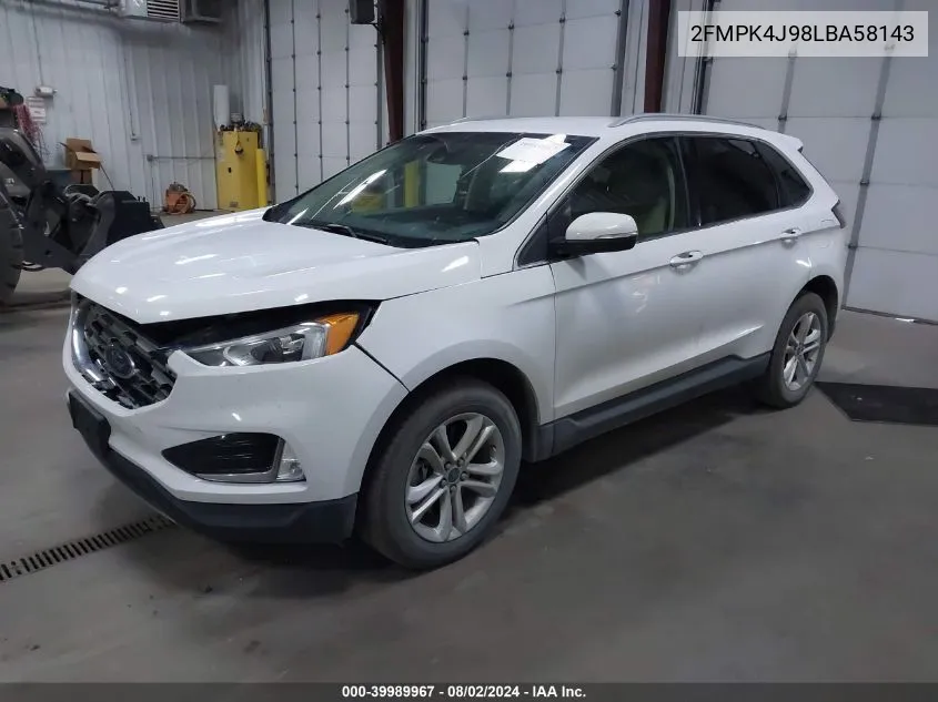 2020 Ford Edge Sel VIN: 2FMPK4J98LBA58143 Lot: 39989967