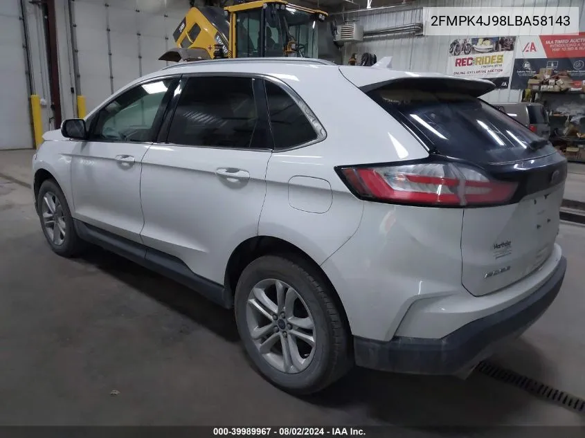 2020 Ford Edge Sel VIN: 2FMPK4J98LBA58143 Lot: 39989967