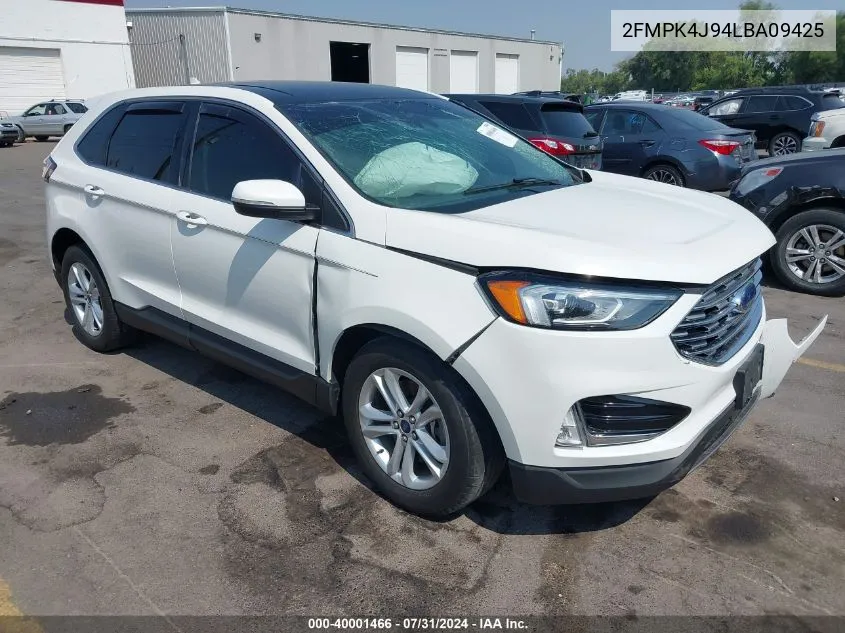 2020 Ford Edge Sel VIN: 2FMPK4J94LBA09425 Lot: 40001466