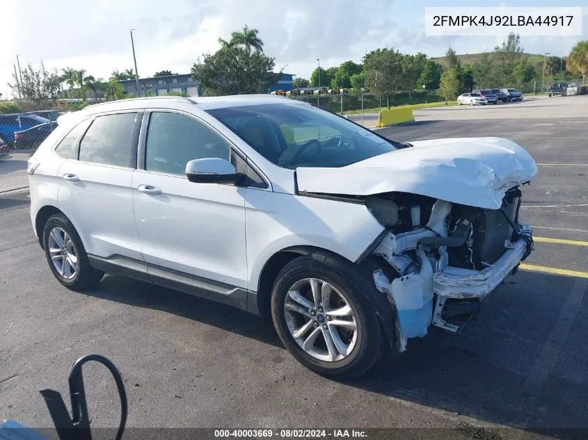 2020 Ford Edge Sel VIN: 2FMPK4J92LBA44917 Lot: 40003669