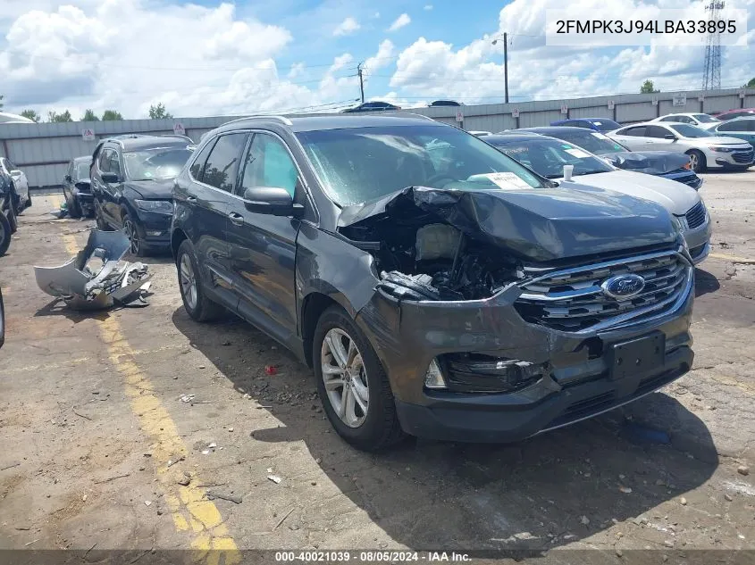 2020 Ford Edge Sel VIN: 2FMPK3J94LBA33895 Lot: 40021039