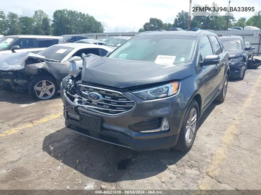 2020 Ford Edge Sel VIN: 2FMPK3J94LBA33895 Lot: 40021039