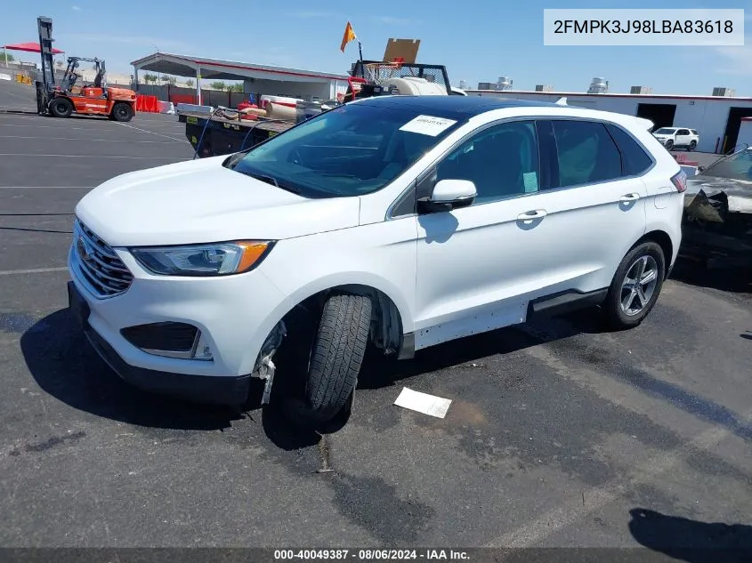 2020 Ford Edge Sel VIN: 2FMPK3J98LBA83618 Lot: 40049387