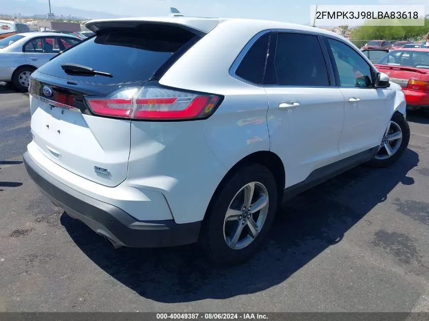 2020 Ford Edge Sel VIN: 2FMPK3J98LBA83618 Lot: 40049387