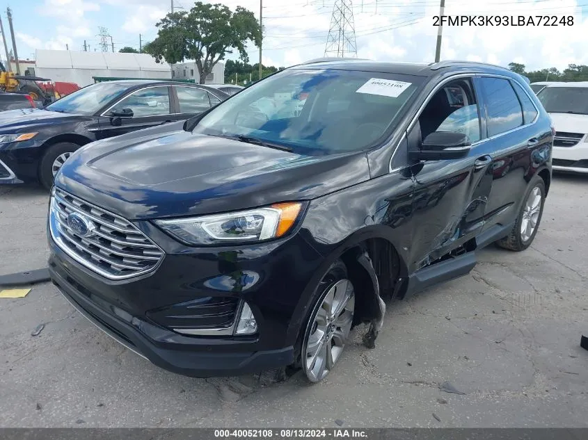 2020 Ford Edge Titanium VIN: 2FMPK3K93LBA72248 Lot: 40052108